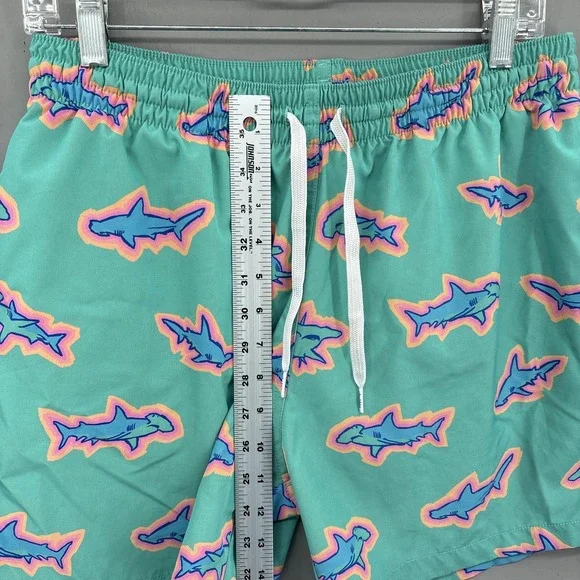 Chubbies Swim Trunks Mens Large Green Shark Shorts 5.5" Lined Stretch Pockets - Picture 6 of 10